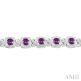 Silver Gemstone & Diamond Bracelet