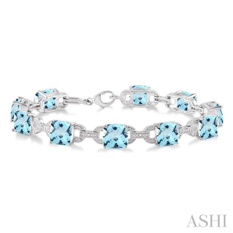 Silver Gemstone & Diamond Bracelet