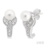 Silver Pearl & Diamond Earrings