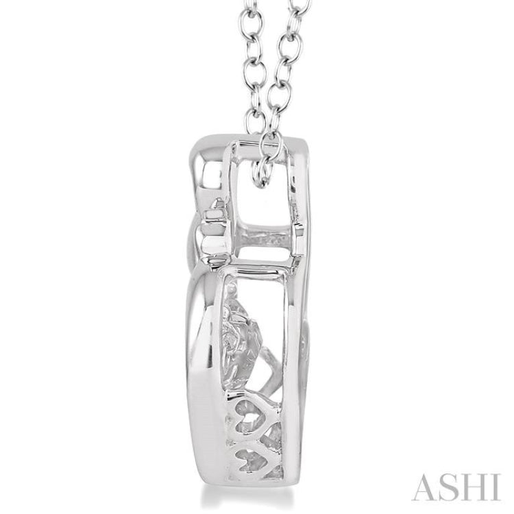 Silver Heart Shape Mom & Child Emotion Diamond Pendant