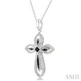 Silver Cross Black Diamond Pendant