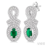 Oval Shape Gemstone & Diamond Earrings