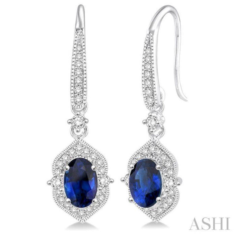 Oval Shape Gemstone & Diamond Earrings