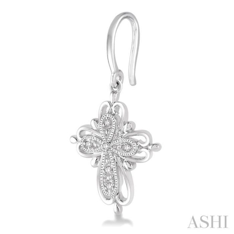 Silver Cross Diamond Fashion Earrings