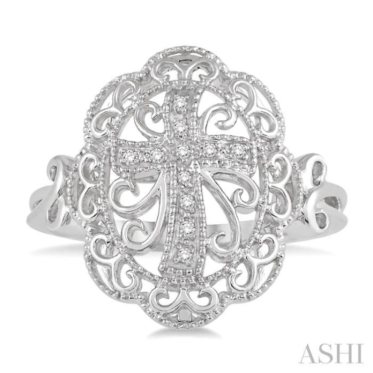 Silver Cross Diamond Fashion Ring