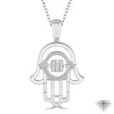 Silver Hamsa Emotion Diamond Pendant