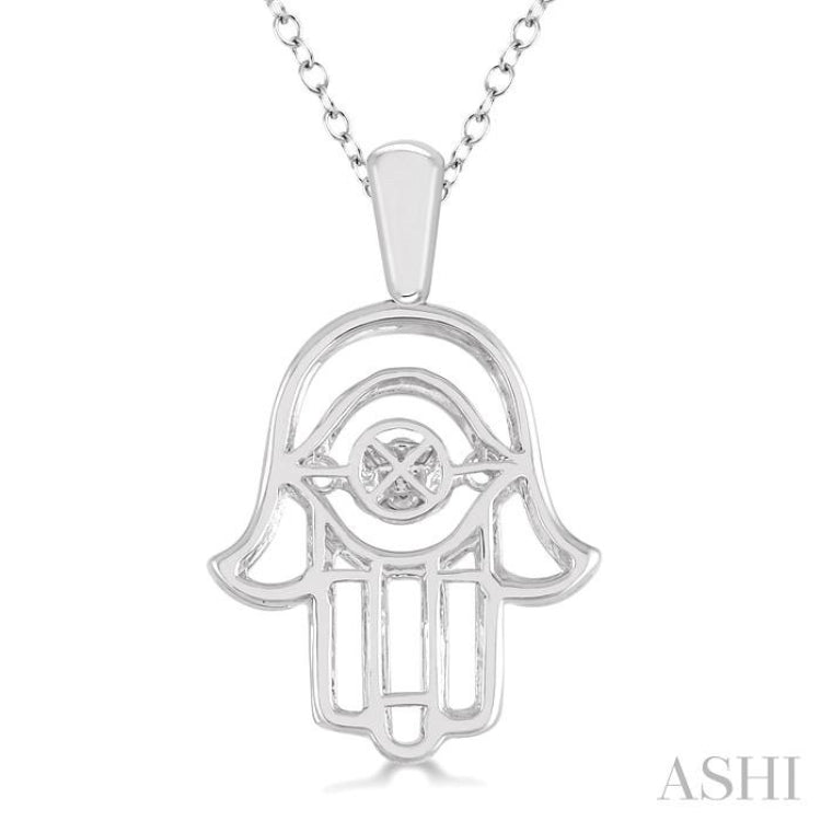 Silver Hamsa Emotion Diamond Pendant