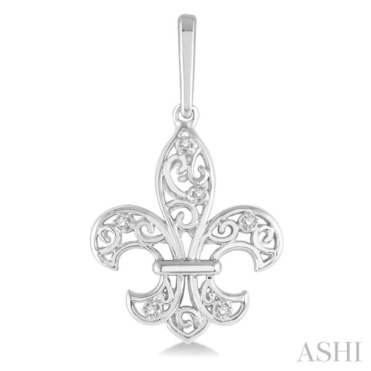 Silver Fleur De Lis Diamond Earrings