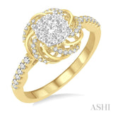 Flower Shape Lovebright Diamond Engagement Ring