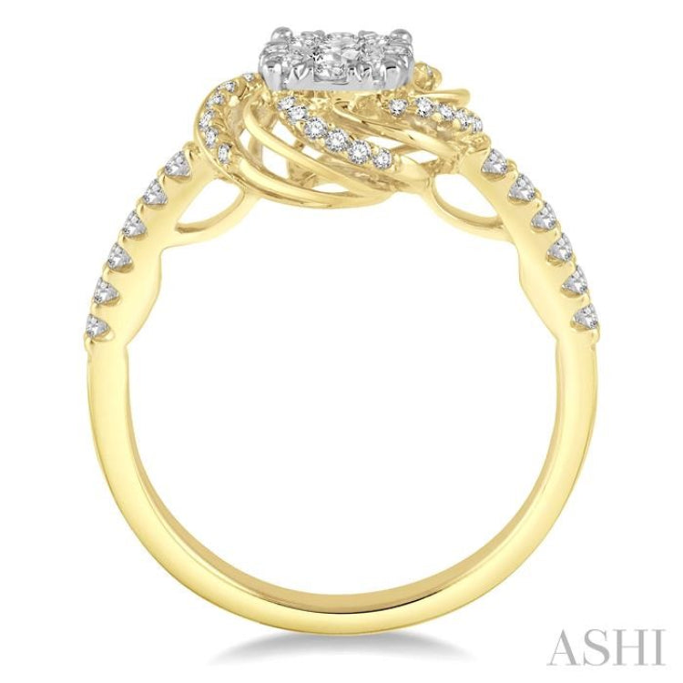 Flower Shape Lovebright Diamond Engagement Ring