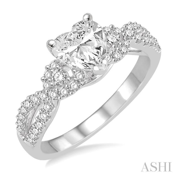 Heart Shape Semi-Mount Diamond Engagement Ring