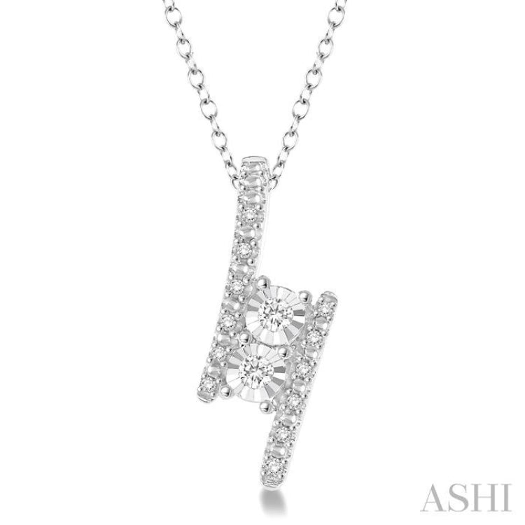 Silver 2 Stone Diamond Pendant