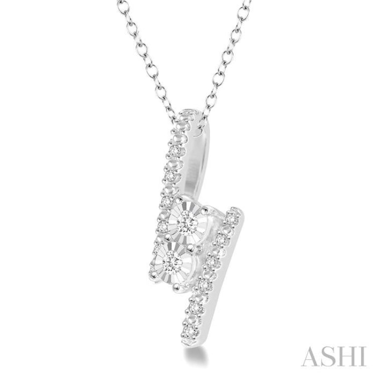 Silver 2 Stone Diamond Pendant