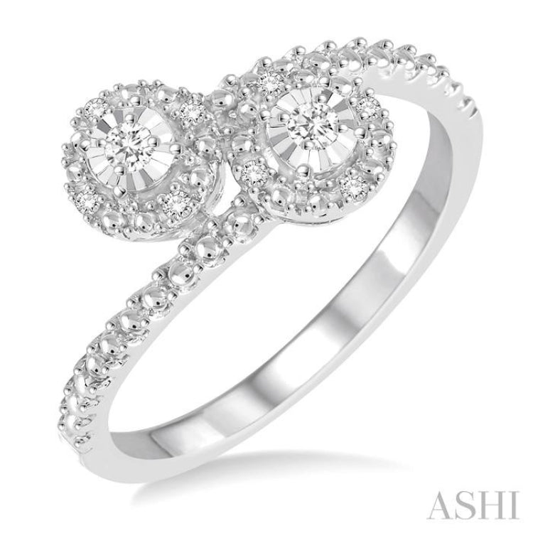 Silver 2 Stone Diamond Fashion Ring