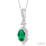 Oval Shape Gemstone & Diamond Pendant