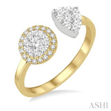 2 Stone Lovebright Diamond Fashion Open Ring