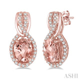 Oval Shape Gemstone & Diamond Earrings