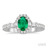 Oval Shape Gemstone & Diamond Ring