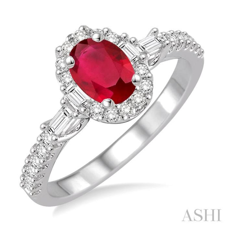 Oval Shape Gemstone & Diamond Ring