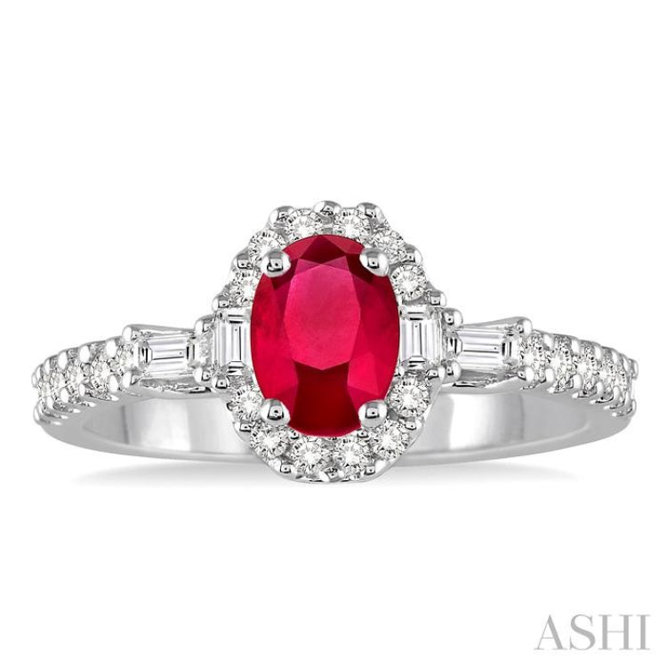 Oval Shape Gemstone & Diamond Ring