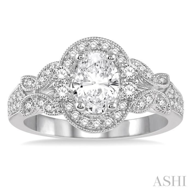 Oval Shape Semi-Mount Diamond Engagement Ring