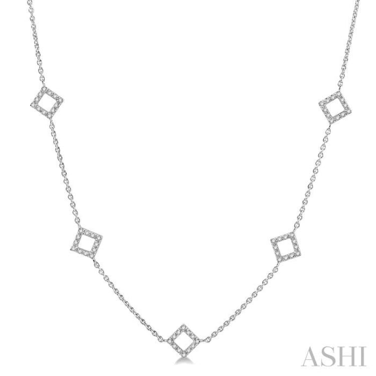 Square Shape Diamond Station Necklace