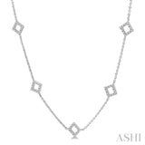 Square Shape Diamond Station Necklace