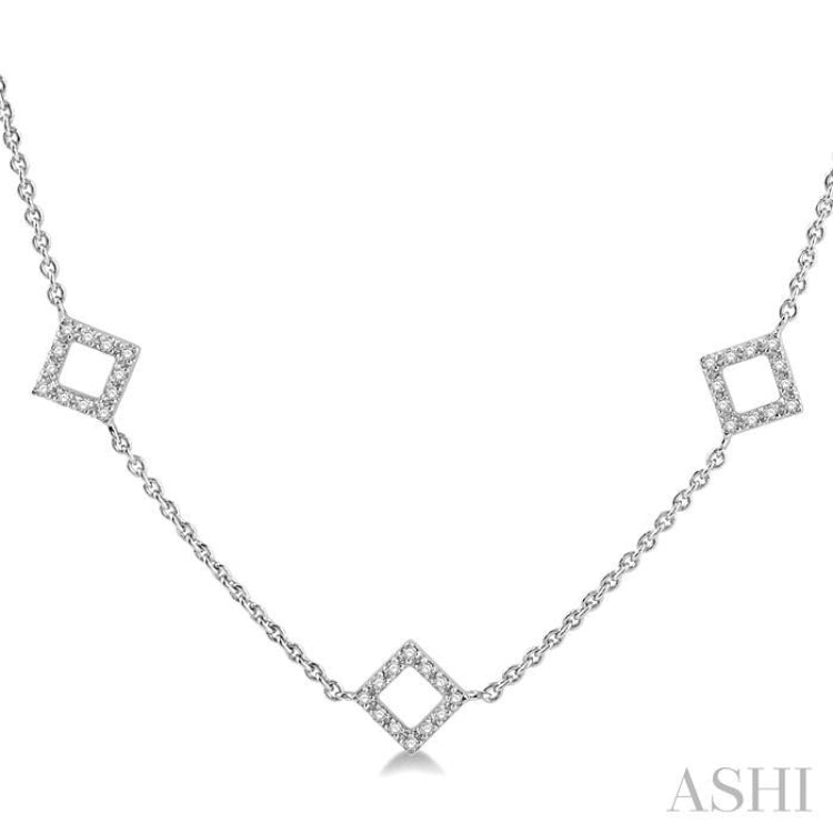 Square Shape Diamond Station Necklace