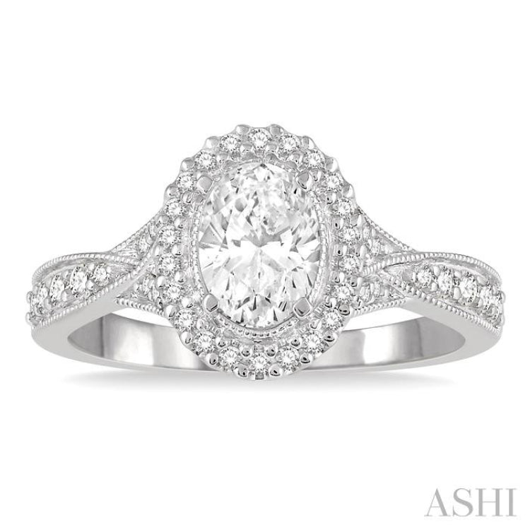 Oval Shape Semi-Mount Diamond Engagement Ring