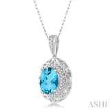 Oval Shape Gemstone & Diamond Pendant