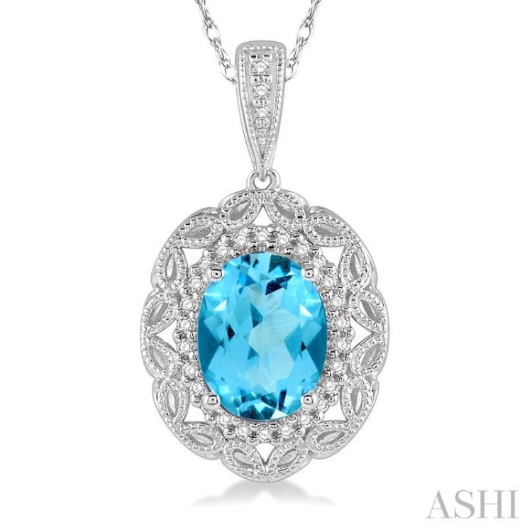 Oval Shape Gemstone & Diamond Pendant