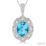 Oval Shape Gemstone & Diamond Pendant