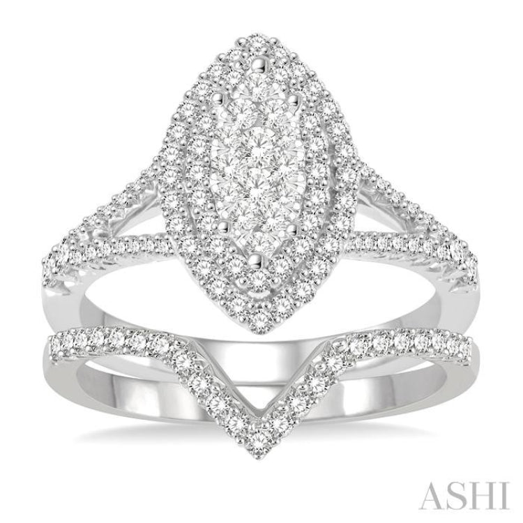 Marquise Shape Lovebright Diamond Wedding Set