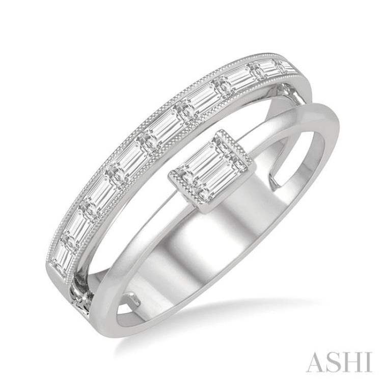 Double Row Baguette Diamond Fashion Ring