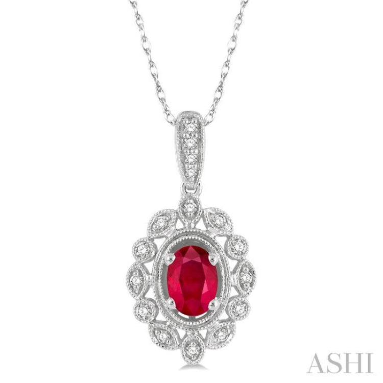 Oval Shape Gemstone & Diamond Pendant