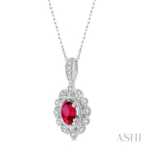 Oval Shape Gemstone & Diamond Pendant