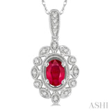 Oval Shape Gemstone & Diamond Pendant