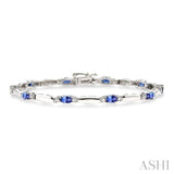 Oval Shape Gemstone & Diamond Bracelet