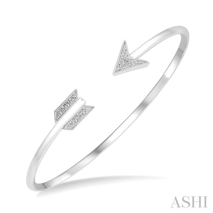 Silver Arrow Diamond Open Cuff Bangle