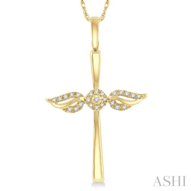 Angel Wings Cross Diamond Pendant