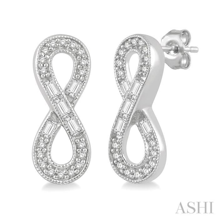 Infinity Shape Baguette Diamond Fashion Earrings