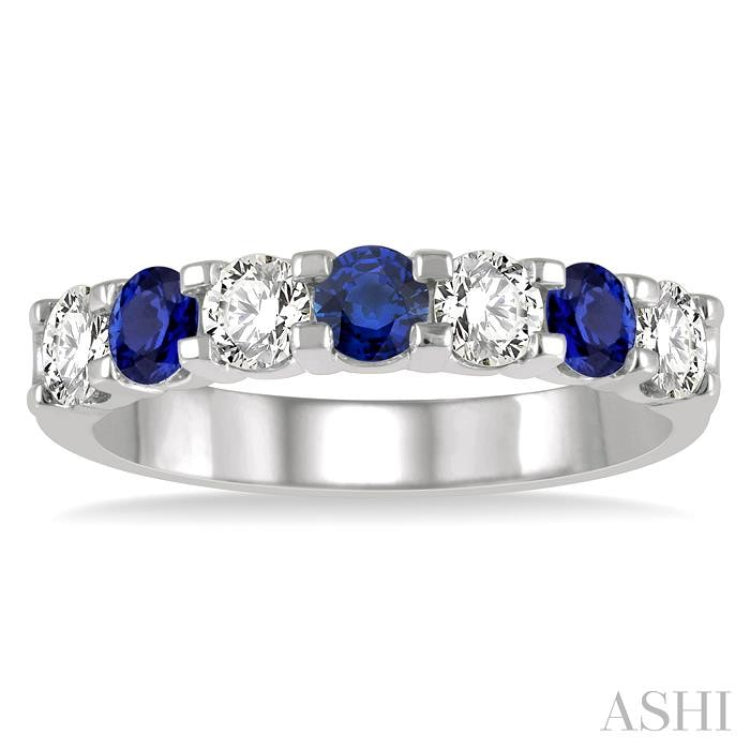 7 Stone Gemstone & Diamond Wedding Band