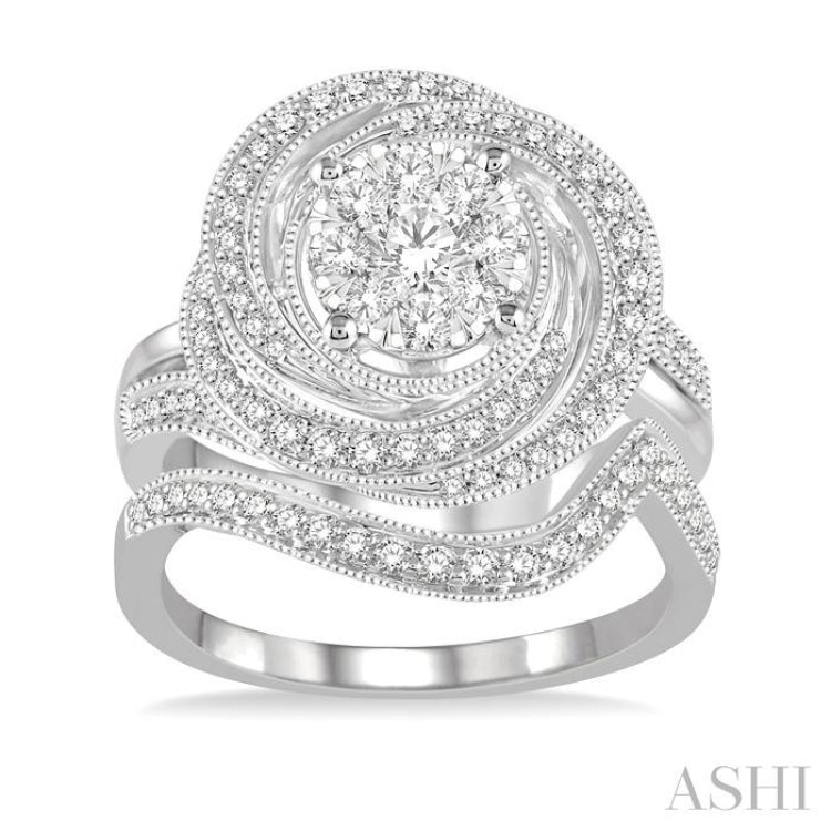 Flower Shape Lovebright Diamond Wedding Set