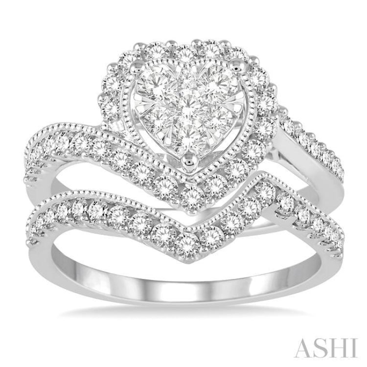 Heart Shape Lovebright Diamond Wedding Set