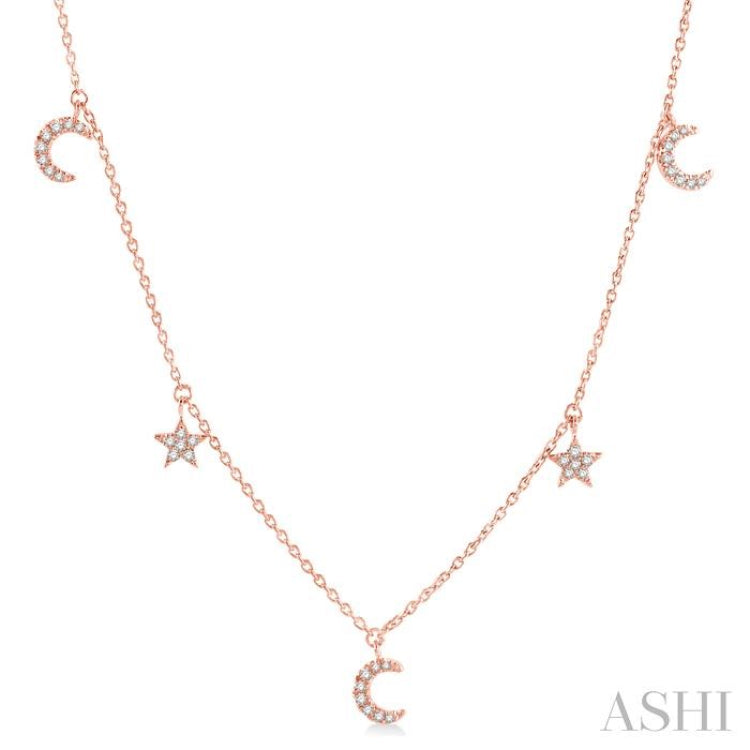 Star & Moon Diamond Station Necklace