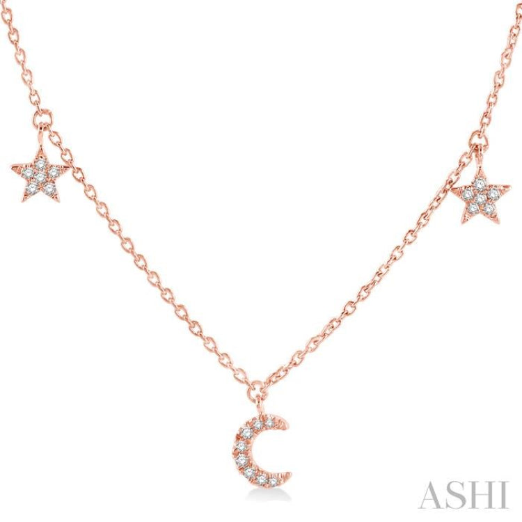 Star & Moon Diamond Station Necklace