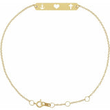 14K Yellow Faith, Love, Hope Bar 6 1/2-7 1/2" Bracelet - Luvona