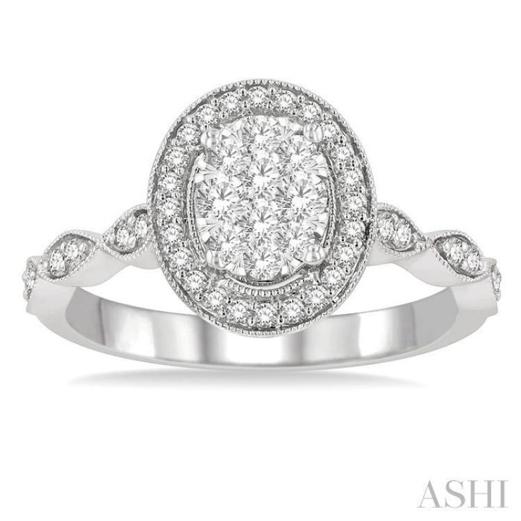 Oval Shape Lovebright Diamond Engagement Ring