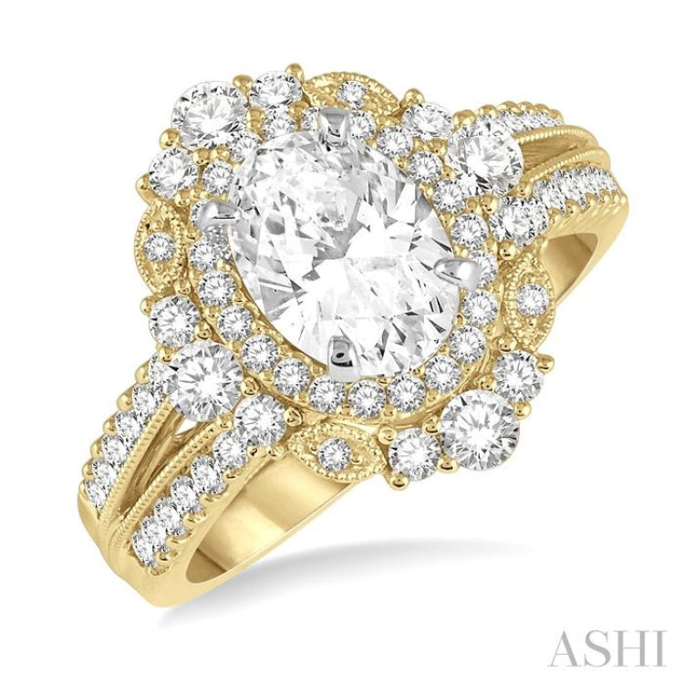 Oval Shape Semi-Mount Diamond Engagement Ring