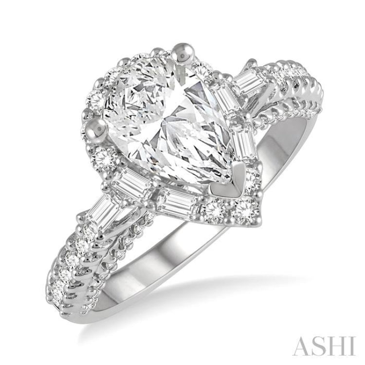 Pear Shape Semi-Mount Diamond Engagement Ring